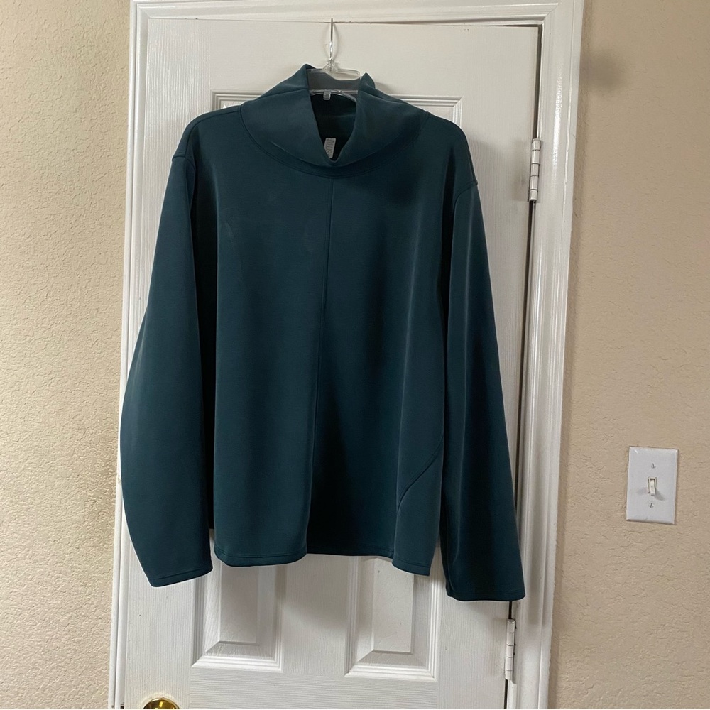 STYLUS Women's Size XXL Deep Teal Pullover Mock Turtleneck Soft Sweatshirt - Picture 3 of 13